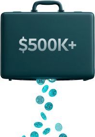 Briefcase with coins